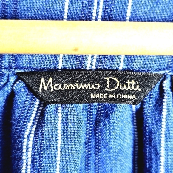 Massimo Dutti Striped Cotton Blend Embroidery Women's Blouse Size S - Picture 5 of 6